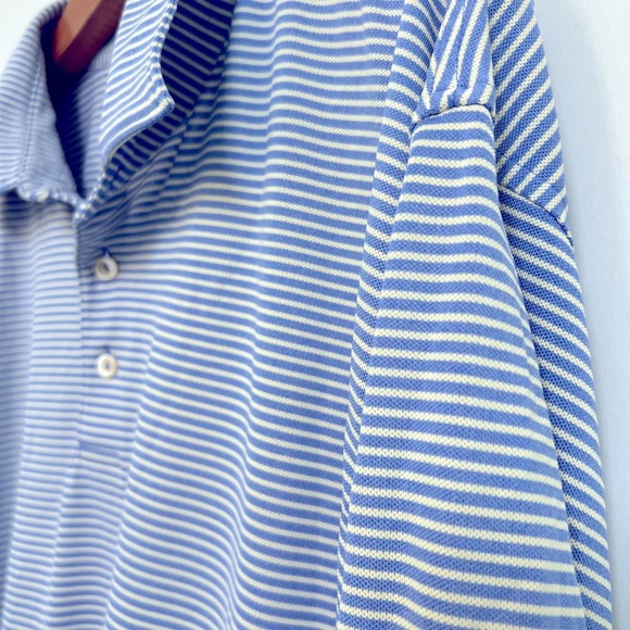 Peter Millar Summer Comfort Blue & Yellow Stripe Golf Polo Size XXL - Picture 2 of 5